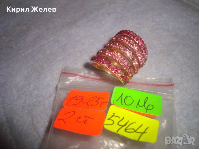 ПОЗЛАТЕН МЕДЕН АЖУРЕН МОДЕН АРТ ПРЪСТЕН с РОЗОВИ КРИСТАЛЧЕТА 5464, снимка 4 - Пръстени - 37510248