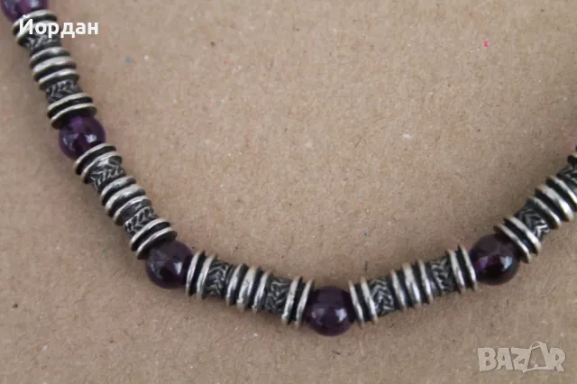 Дамско сребърно колие с аметист , снимка 2 - Други ценни предмети - 49798215