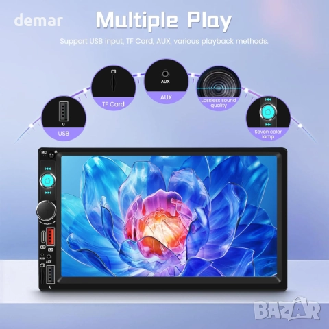 Rimoody Двудиново безжично Carplay/Android Auto автомобилно стерео, 7", снимка 6 - Аксесоари и консумативи - 52669369