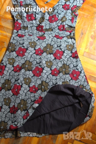 Елегантна рокля с флорални мотиви Laura Ashley от коприна и памук, снимка 3 - Рокли - 54127660