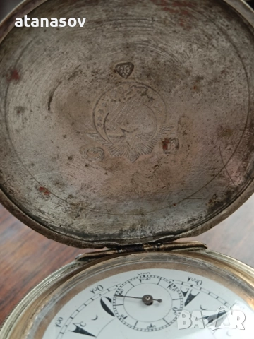 Османски сребърен сачан от 1870. джобен мъжки часовник, снимка 7 - Мъжки - 52250639