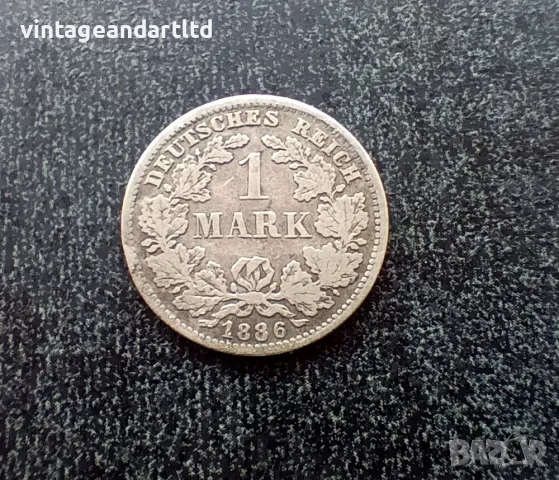 1 mark, марка 1886, Германия, сребро сребърна монета, снимка 1