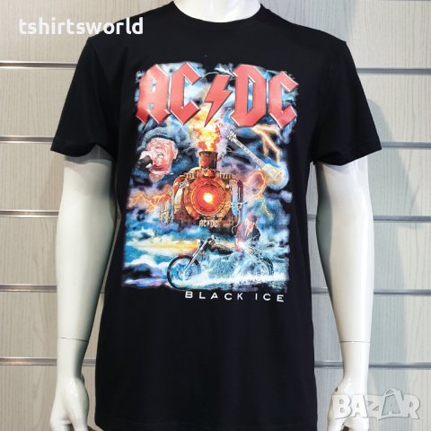 Нова мъжка тениска с дигитален печат на музикалната група AC/DC - Black Ice с Влак, снимка 6 - Тениски - 40717837