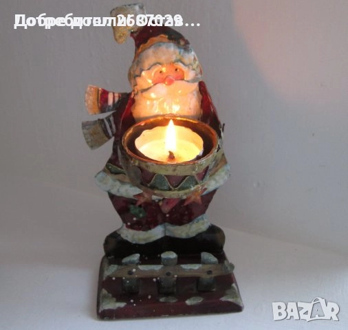 Дядо Мраз -  керамика, стара фигура, свещник и запалка Коледа, антика, снимка 11 - Декорация за дома - 38976631