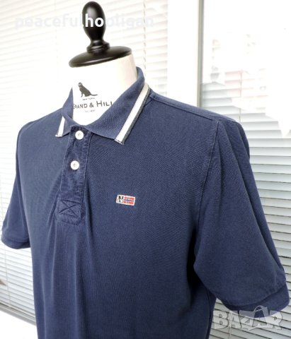 Napapijri Men`s Navy Blue Collared Short Sleeve Casual Polo T-Shirt Size L, снимка 3 - Тениски - 44356673