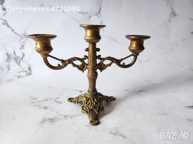 Бароков свещник, снимка 3 - Антикварни и старинни предмети - 54106262