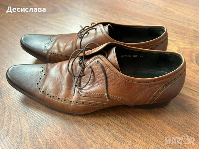 Мъжки кожени обувки, естествена кожа , 45 номер, снимка 7 - Официални обувки - 52220759