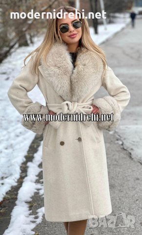 Дамско луксозно палто кашмир вълна и лисица код 192, снимка 1 - Палта, манта - 39378870
