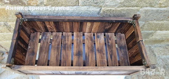 🪵🌸 Винтидж дървена поставка за саксии / кашпа 🌿, снимка 7 - Саксии и кашпи - 51146743