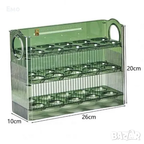 Органайзер за яйца за хладилник, съхранение, флип с 3 слоя, 30 части, ABS, снимка 11 - Органайзери - 48511588