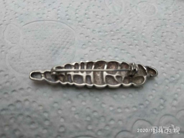 Старинна сребърна брошка маркирана, снимка 4 - Други - 30557377