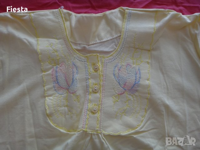 Нова дълга нощница 100% памук в жълто с дълъг ръкав, снимка 3 - Нощници - 39038193