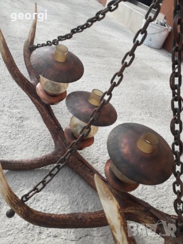 Баварски полилей от еленов рог уникат, снимка 3 - Полилеи - 31342723