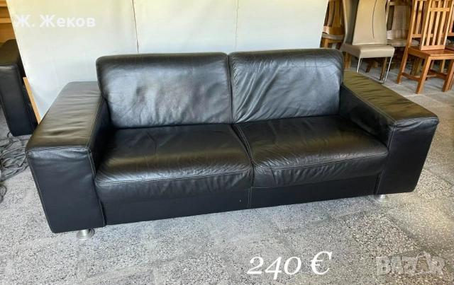 Стилен кожен черен картон, снимка 2 - Дивани и мека мебел - 54220092