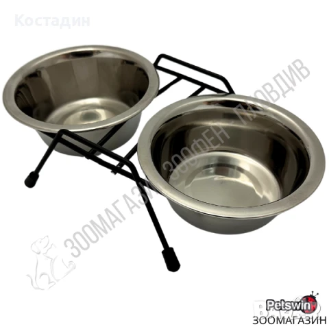 Двойка Метални Купи - с Поставка - за Куче/Коте - S, M, L, XL - 4 размера