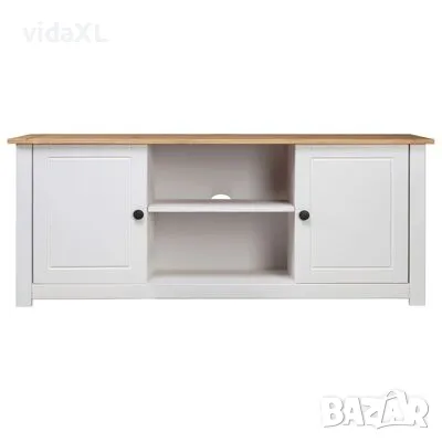 vidaXL ТВ шкаф, бял, 120x40x50 см, бор масив, Panama Range(SKU:282672), снимка 2 - Шкафове - 49461586