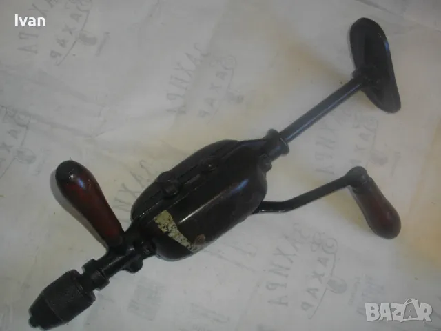 42см Ф13мм МАСИВНА СТАРО КАЧЕСТВО НЕМСКА РЪЧНА БОРМАШИНА ДРЕЛКА С ОПОРНО РАМО 2 СКОРОСТИ, снимка 7 - Бормашини - 48304724