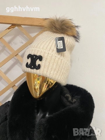 Шапка с естествен пух 4 цвята, снимка 3 - Шапки - 52432008