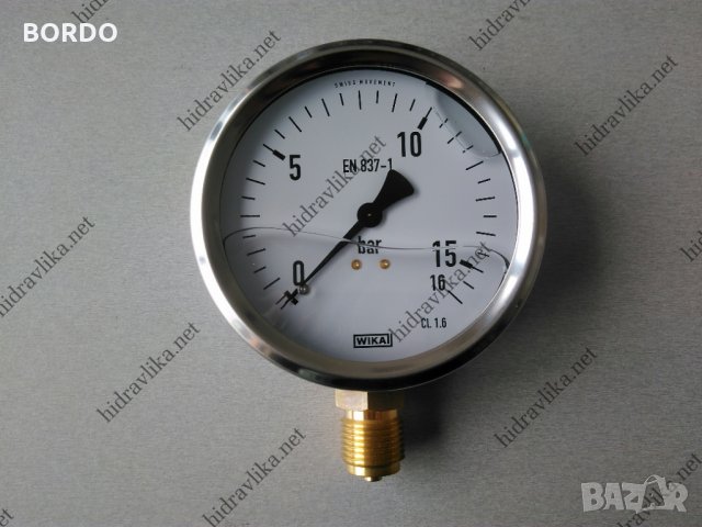 Манометър с глицерин WIKA - Ф100/0-16 bar (радиален)