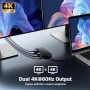 Нов хъб Докинг станция 7 в 1 USB C, двойно 4K HDMI, зареждане 100W, снимка 3