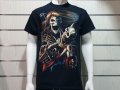 Нова мъжка тениска с дигитален печат Скелет с китара, снимка 3
