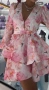 Нова луксозна рокля Fashion Room розов флорал волани къдри Уникална, женствена и супер ефектна рокля, снимка 1