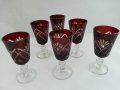 кристални чаши и гарафа  цветен червен  кристал , снимка 1 - Антикварни и старинни предмети - 30141080