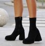 Боти на ток - черен велур - SH01, снимка 2