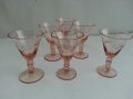 Антикварни чашки  за ракия цветно розово стъкло, снимка 1