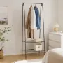 Метална закачалка за дрехи с 2 рафта и 4 куки – отворен гардероб 109×41×150 см, снимка 3