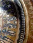 Старинен египетски меден поднос гравиран със сребърни и златни орнаменти, снимка 3