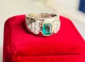 Дамски пръстен бяло злато и естествен изумруд, снимка 11