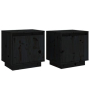 vidaXL Нощни шкафчета, 2 бр, черни, 40x30x40 см, борово дърво масив(SKU:813314