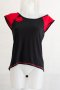 Дамска черна блуза с червени елементи By Lola - M, снимка 1 - Тениски - 42793002