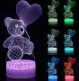  Романтичен подарък! 3D LED светещо мече с дистанционно, снимка 1 - Романтични подаръци - 31425911