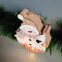 4134 Дървена светеща коледна фигура Снежко със звездички, 13см, снимка 3