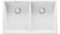 Бял гранитна мивка с две корита за вграждане под плот Лондон 80 Twin 760 x 470 мм, снимка 1