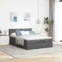 vidaXL Османска легло с матрак и LED, тъмносиво, 140x200 см, плат, снимка 4