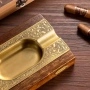 Премиум, луксозен пепелник от дърво и месинг, снимка 3