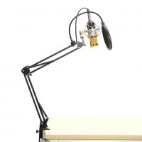 BM-800 Кондензаторен микрофон със стойка за поп филтър Професионален студиен звукозапис Сребрист, снимка 2 - Друга електроника - 35415154
