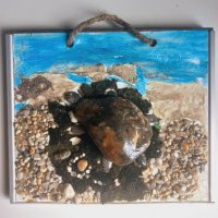 Картина костенурка от морски камъни, снимка 5 - Картини - 37973211
