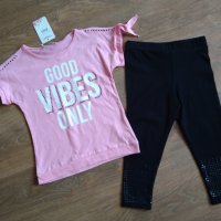  Комплект за момиче 2 части в розово и черно, снимка 1 - Детски комплекти - 33806402
