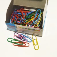Цветни кламери - 100 бр. 33 mm  в кутия, снимка 5 - Ученически пособия, канцеларски материали - 29433654