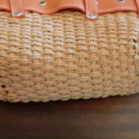 чанта дамска, оранжева, изкуствена кожа и плетки, красива, снимка 4 - Чанти - 39125856