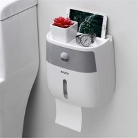 17500 Лепяща пластмасова поставка органайзер за тоалетна хартия с чекмедже, снимка 10 - Други - 35343848