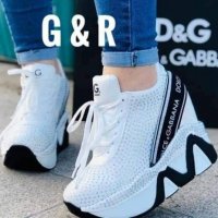 Обувки на платформа Dolce&Gabbana, бели, снимка 1 - Маратонки - 30076096