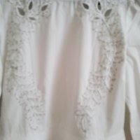 Бяла памучна риза с декорации, снимка 2 - Ризи - 37890370