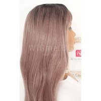 Дълга пепелно розова перука с бретон Джина, снимка 5 - Аксесоари за коса - 30987386