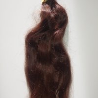 Естествена коса. Необработена, кестенява, 60см, 180гр., снимка 1 - Аксесоари за коса - 44215054