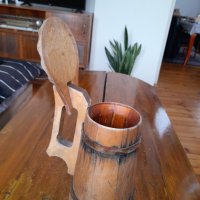 Стара дървена халба,чаша, снимка 4 - Други ценни предмети - 39069603